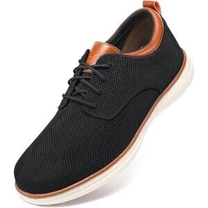Vilocy Mens Size 11 Black Mesh Lace Up Wide Toe Box Casual Dress Oxford Shoes